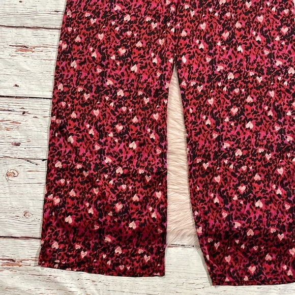 Savage X Fenty Satin Pants Red Animal Romance Pocket Unisex Men L Women XL - Picture 6 of 8
